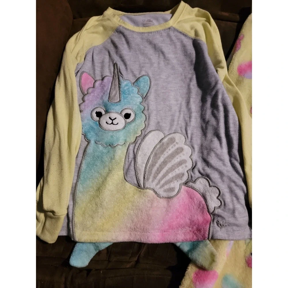 Justice llamacorn llama‎ unicorn pajamas fuzzy pants size 8 winter